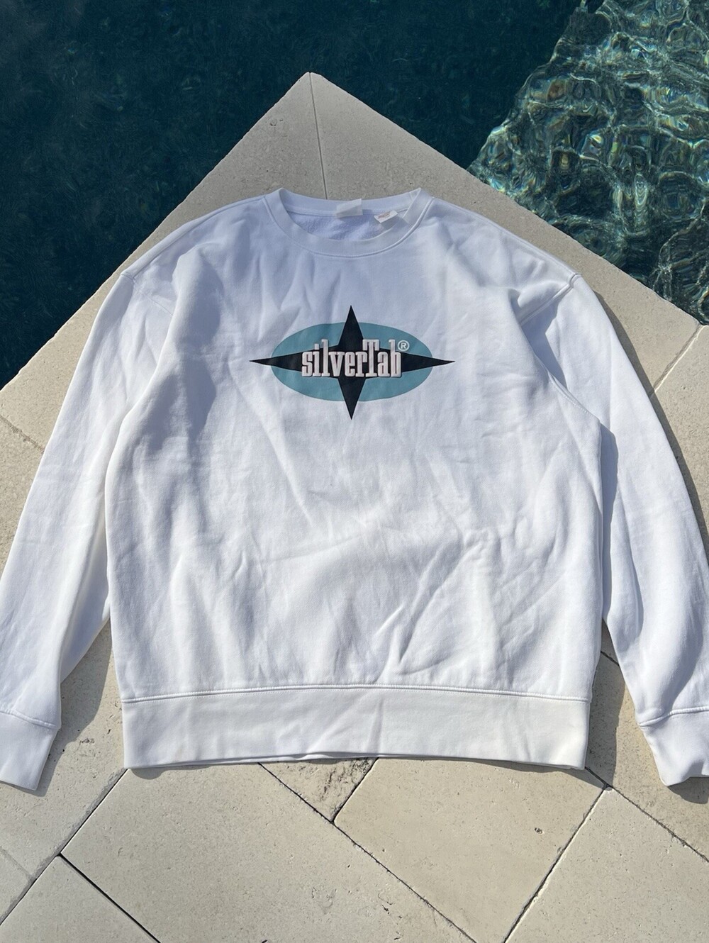 Levis Silvertab Logo Long Sleeve Sweatshirt White Crew Neck Adult Size M Medium